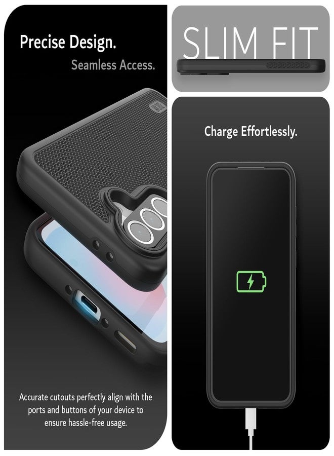 توديا جراب TUDIA DualShield Grip مصمم خصيصًا لهاتف Samsung Galaxy A56 5G (2025)، [MergeGrip] جراب حماية متين وخفيف الوزن ومقاوم للصدمات، ذو طبقتين، من الدرجة العسكرية، لهاتف Galaxy A56 (أسود) - Image 5